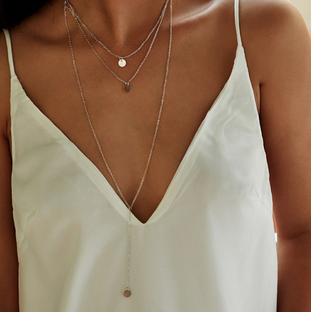 Set of Dainty Layered Silver Necklaces